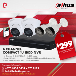 4 Channel compact 1U 1HDD NVR & 2MP IP CCTV
